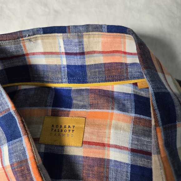 Robert Talbott Carmel Shirt Long Sleeve Button Up 100% Linen Large Plaid - Picture 6 of 8
